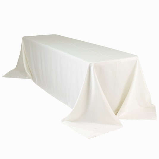 Lamour Satin 90"x156" Rectangle Tablecloth Ivory - Luxurious, Soft Seamless Table Cover Tablecloths HIER_2184