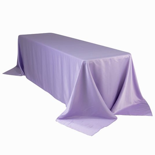 Lamour Satin 90"x156" Rectangle Tablecloth Lavender Lilac - Luxurious, Soft Seamless Table Cover Tablecloths HIER_2184