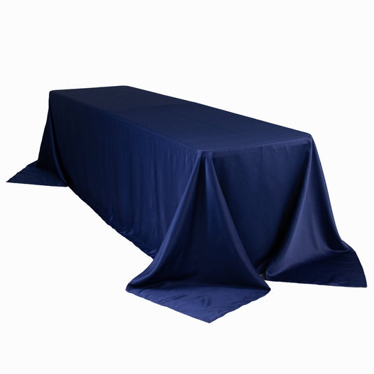 Lamour Satin 90"x156" Rectangle Tablecloth Navy Blue - Luxurious, Soft Seamless Table Cover Tablecloths HIER_2184