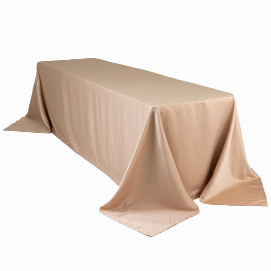 Lamour Satin 90"x156" Rectangle Tablecloth Nude - Luxurious, Soft Seamless Table Cover Tablecloths HIER_2184