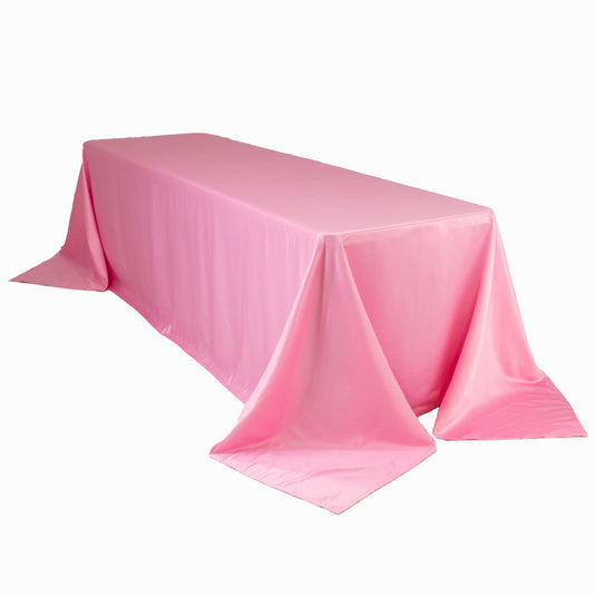 Lamour Satin 90"x156" Rectangle Tablecloth Pink - Luxurious, Soft Seamless Table Cover Tablecloths HIER_2184