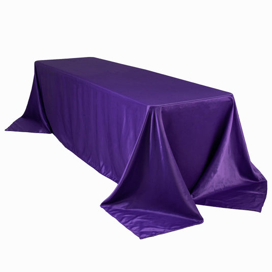 Lamour Satin 90"x156" Rectangle Tablecloth Purple - Luxurious, Soft Seamless Table Cover Tablecloths HIER_2184