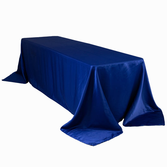 Lamour Satin 90"x156" Rectangle Tablecloth Royal Blue - Luxurious, Soft Seamless Table Cover Tablecloths HIER_2184