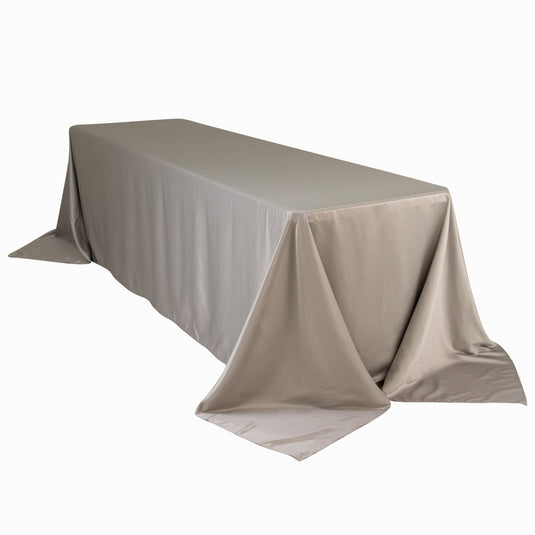 Lamour Satin 90"x156" Rectangle Tablecloth Silver - Luxurious, Soft Seamless Table Cover Tablecloths HIER_2184