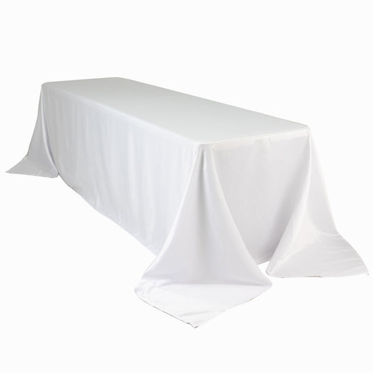 Lamour Satin 90"x156" Rectangle Tablecloth White - Luxurious, Soft Seamless Table Cover for Stylish Settings Tablecloths HIER_2184