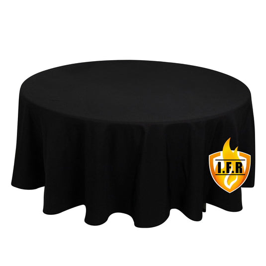 Fire Retardant Premium Polyester 108" Round Tablecloth Black - Stylish High-Performance Table Cover for Large Gatherings Tablecloths HIER_2185