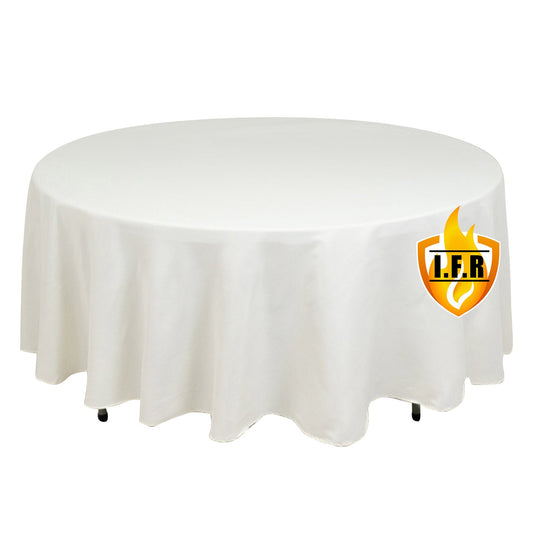 Fire Retardant Premium Polyester 108" Round Tablecloth Ivory - High-Performance Table Cover Tablecloths HIER_2185