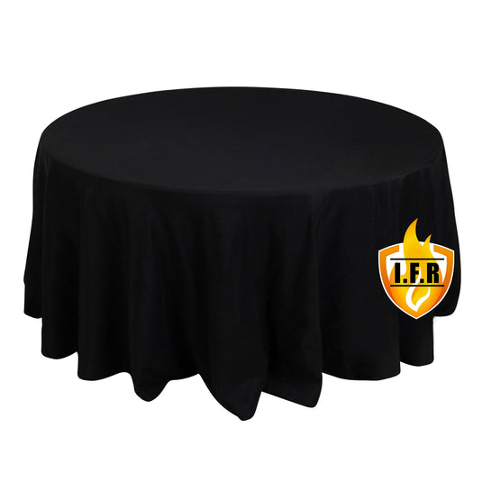 Fire Retardant Premium Polyester 120" Round Tablecloth Black - High-Performance Seamless Table Cover Tablecloths HIER_2185