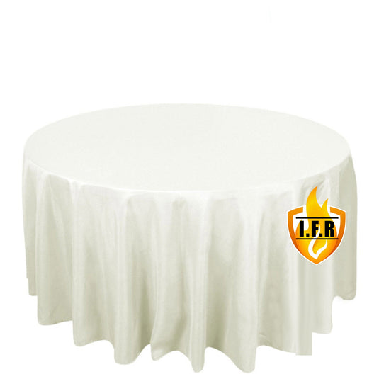 Fire Retardant Premium Polyester 120" Round Tablecloth Ivory - High-Performance Seamless Table Cover Tablecloths HIER_2185