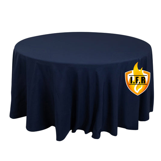 Fire Retardant Premium Polyester 120" Round Tablecloth Navy Blue - High-Performance Seamless Table Cover Tablecloths HIER_2185