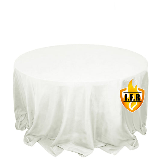 Fire Retardant Premium Polyester 132" Round Tablecloth Ivory - High-Performance Seamless Table Cover Tablecloths HIER_2185