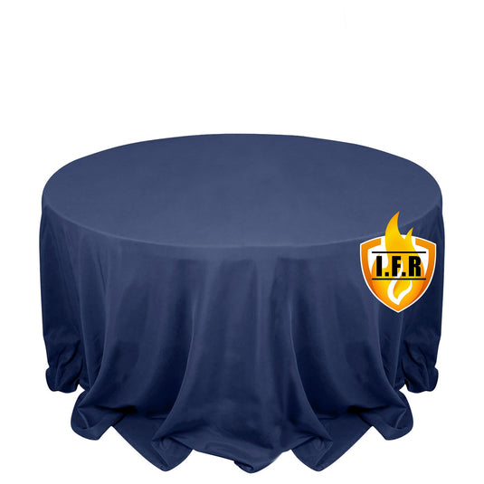 Fire Retardant Premium Polyester 132" Round Tablecloth Navy Blue - High-Performance Seamless Table Cover Tablecloths HIER_2185