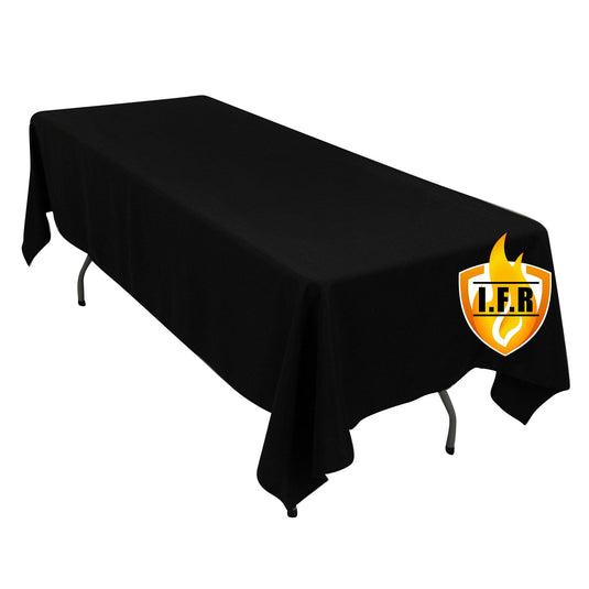 Fire Retardant Premium Polyester 60"x102" Rectangular Tablecloth Black - High-Performance Table Cover Tablecloths HIER_2185