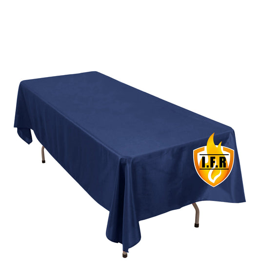 Fire Retardant Premium Polyester 60"x102" Rectangular Tablecloth Navy Blue - High-Performance Table Cover Tablecloths HIER_2185