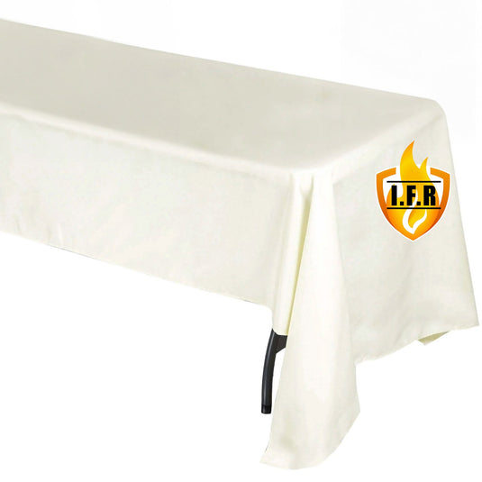 Fire Retardant Premium Polyester 60"x126" Rectangular Tablecloth Ivory - High-Performance Table Cover Tablecloths HIER_2185