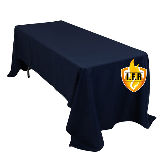 Fire Retardant Premium Polyester 60"x126" Rectangular Tablecloth Navy Blue - High-Performance Table Cover Tablecloths HIER_2185