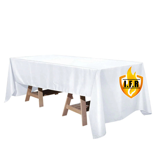 Fire Retardant Premium Polyester 60"x126" Rectangular Tablecloth White - Stylish High-Performance Table Cover for Large Gatherings Tablecloths HIER_2185