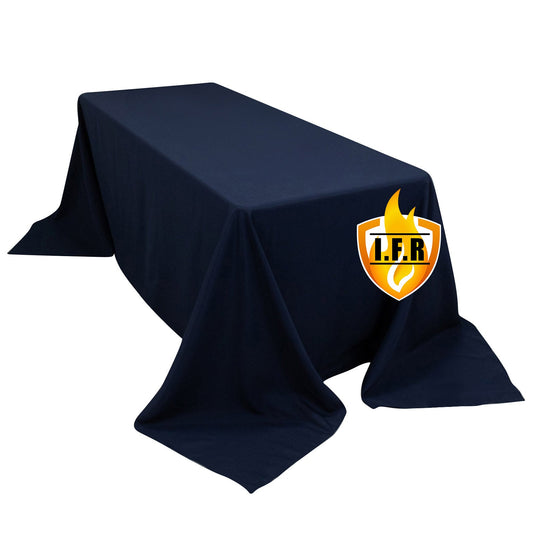 Fire Retardant Premium Polyester 90"x132" Rectangular Tablecloth Navy Blue - High-Performance Seamless Table Cover Tablecloths HIER_2185