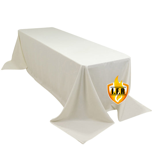 Fire Retardant Premium Polyester 90"x156" Rectangular Tablecloth Ivory - High-Performance Seamless Table Cover Tablecloths HIER_2185