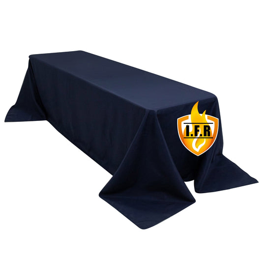 Fire Retardant Premium Polyester 90"x156" Rectangular Tablecloth Navy Blue - High-Performance Seamless Table Cover Tablecloths HIER_2185