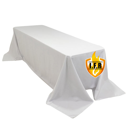 Fire Retardant Premium Polyester 90"x156" Rectangular Tablecloth White - Stylish High-Performance Seamless Table Cover for Large Gatherings Tablecloths HIER_2185