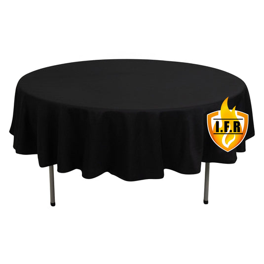 Fire Retardant Premium Polyester 90" Round Tablecloth Black - High-Performance Table Cover Tablecloths HIER_2185