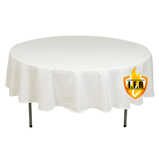 Fire Retardant Premium Polyester 90" Round Tablecloth Ivory - High-Performance Table Cover Tablecloths HIER_2185