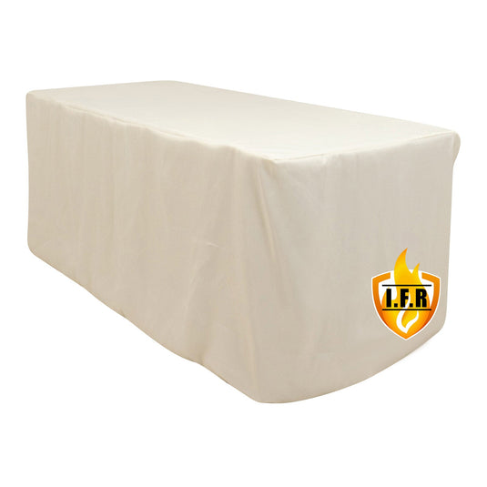 Fire Retardant Premium Polyester 6ft Rectangular Tablecloth Ivory Fitted High-Performance Table Cover Tablecloths HIER_2185