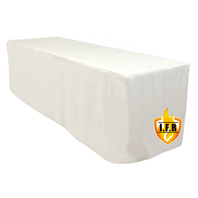 Fire Retardant Premium Polyester 8ft Rectangular Tablecloth Ivory Fitted High-Performance Table Cover Tablecloths HIER_2185