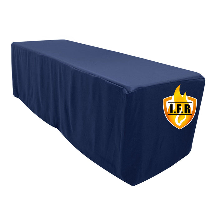 Fire Retardant Premium Polyester 8ft Rectangular Tablecloth Navy Blue Fitted High-Performance Table Cover Tablecloths HIER_2185