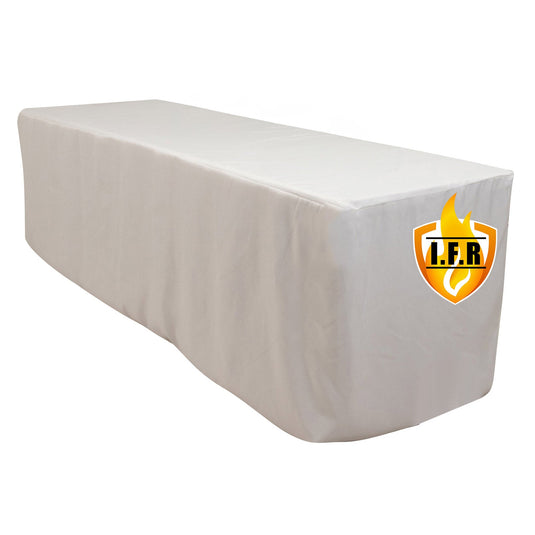 Fire Retardant Premium Polyester 8ft Rectangular Tablecloth White Fitted High-Performance Table Cover for Large Gatherings Tablecloths HIER_2185