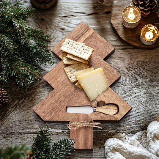 Wood Holiday Tree Serving Board Gift TP