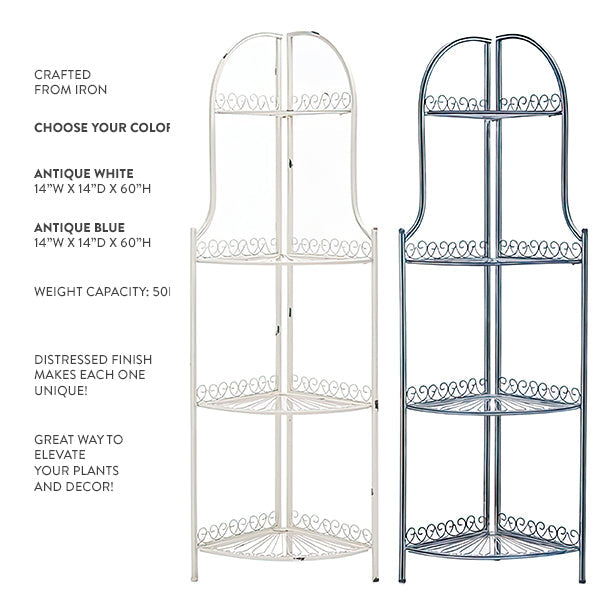 Load image into Gallery viewer, 4 Tier Distressed Iron Corner Shelf, Choose Your Color Deal of the Day SAF
