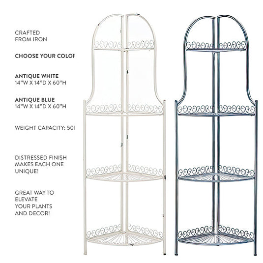 4 Tier Distressed Iron Corner Shelf, Choose Your Color Deal of the Day SAF