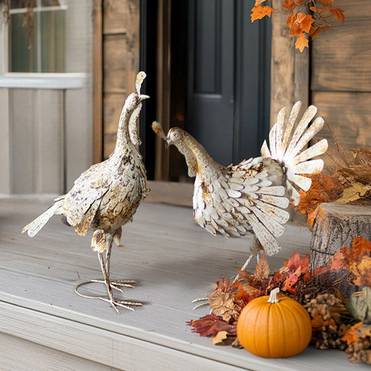 Distressed White Metal Turkeys, Set of Two Whats trending KAL