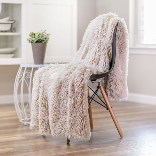 Longfur Ombre Faux Fur Throw Blanket Gift Chanasya