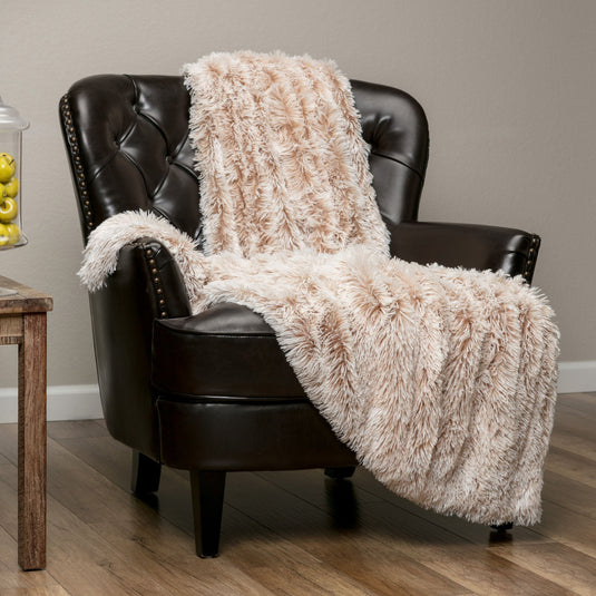 Longfur Ombre Faux Fur Throw Blanket Gift Chanasya