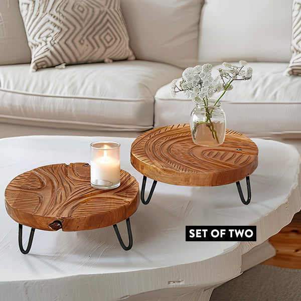 Teak Wood Risers, Set of 2 Whats trending UMA