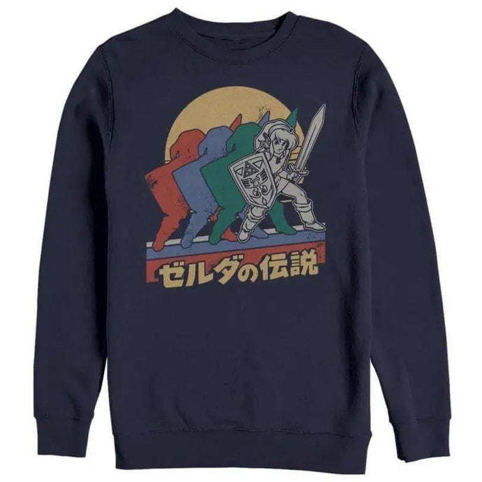 The Legend of Zelda - Link Hiragana Spread - Crewneck Sweatshirt Apparel Fifth Sun