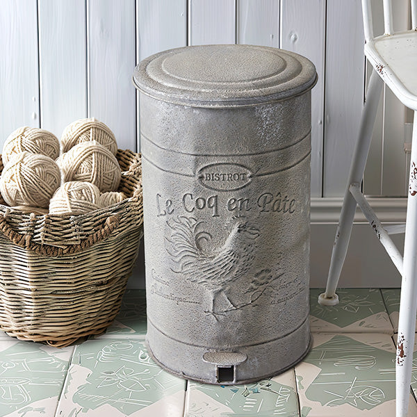 Galvanized Rooster Flip Lid Waste Bin Whats trending CT