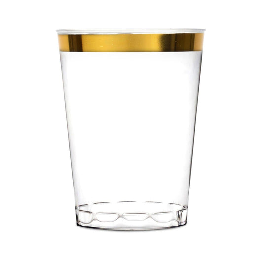 *WHOLESALE* Plastic Disposable Cups Gold Rim Tumblers 10 oz Jumbo Pack: 400CT Tumblers Blue Sky