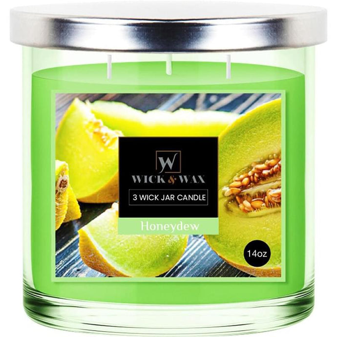 Honeydew Scented Jar Candle (3-wick) - 14oz. WICK & WAX