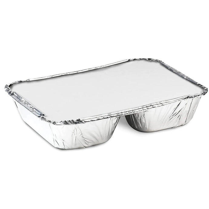 Disposable 3 Compartment Aluminum Dinner Foil Pan/Tray with Board Lids Disposable VeZee