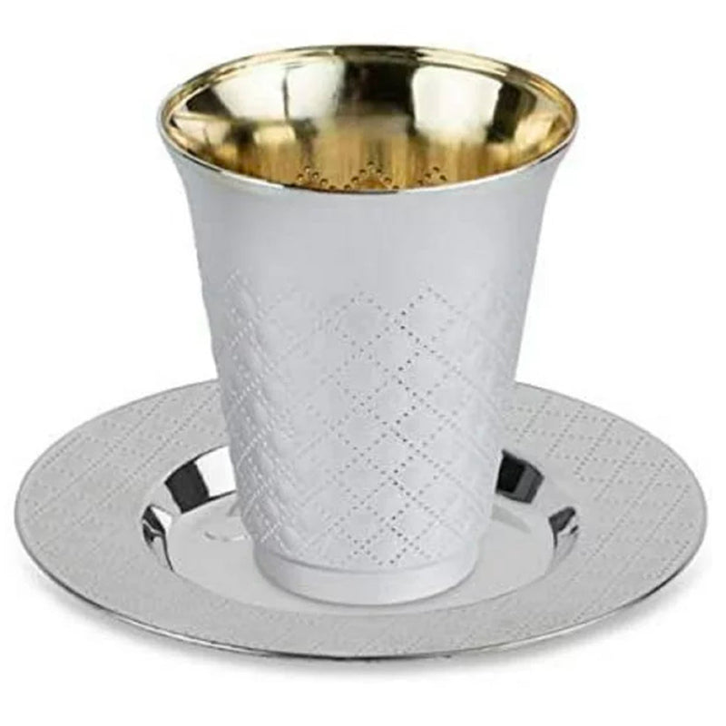 Load image into Gallery viewer, Decor Diamond wine Kiddush / kiddish Cup and Saucers Silver 5 oz Tablesettings Decorline
