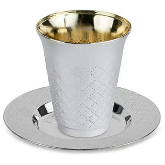 Decor Diamond wine Kiddush / kiddish Cup and Saucers Silver 5 oz Tablesettings Decorline