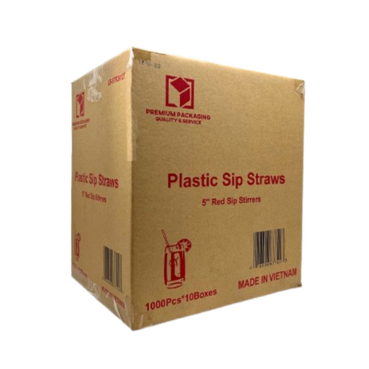 *WHOLESALE* 5" Disposable Red Plastic Heavy Duty Sip Stirrers - Coffee Stirrer Straws | 1000 ct. Stirrers VeZee