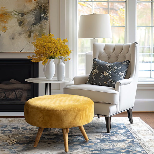 Honey Round Velvet Ottoman Whats trending KAL