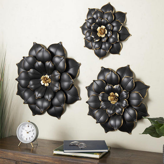 Oversized Metal Floral Wall Decor, Set of 3, Choose Your Color UMA