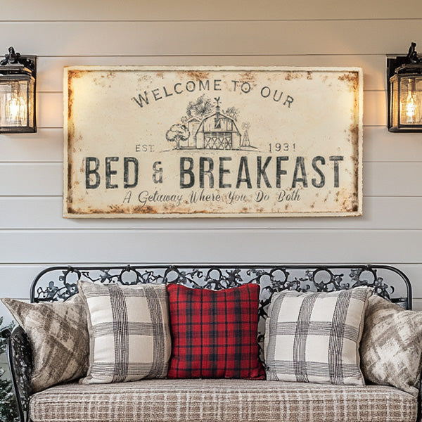 Aged Bed & Breakfast Welcome Sign Whats trending RH