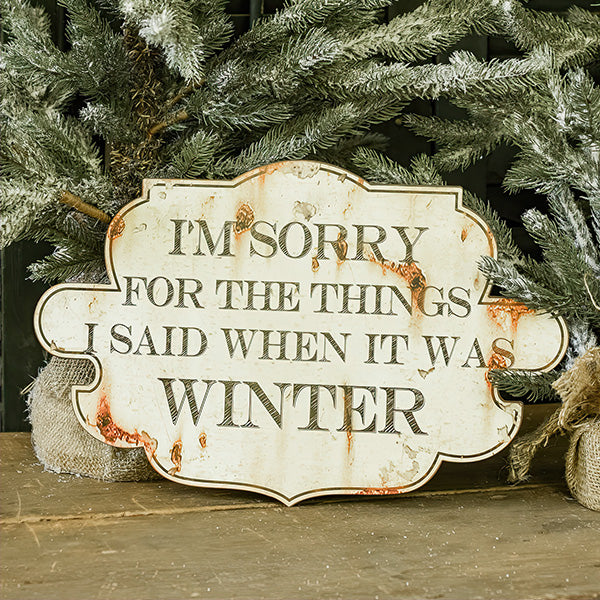 Distressed Metal Winter Sign General RH